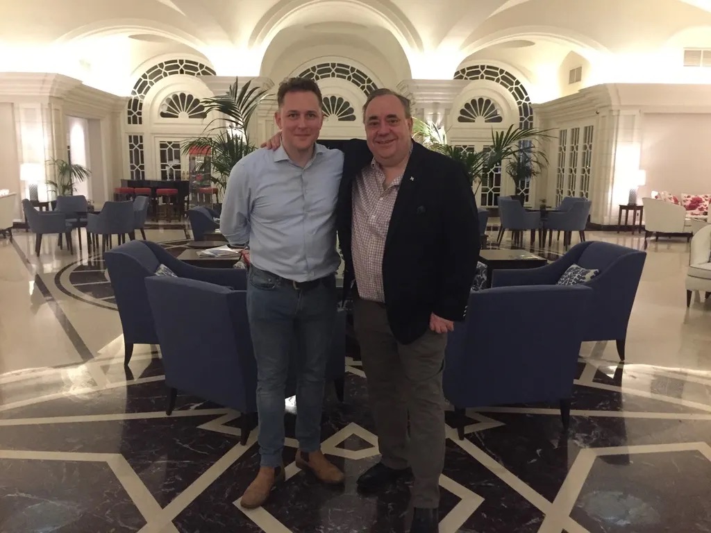 Kirk Torrance with Alex Salmond at the Phoenicia Hotel in Malta